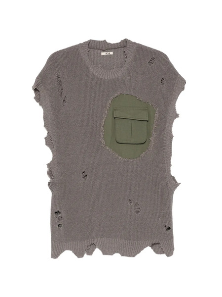  Khoki Distressed Pocket T-shirt - Grey 