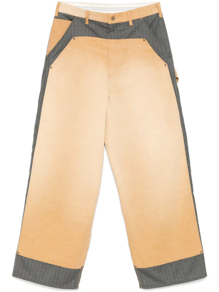  Khoki Pinstripe Panelled Trousers - Neutrals 