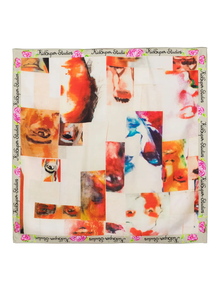  Kidsuper Collage Faces Silk Scarf - Neutrals 