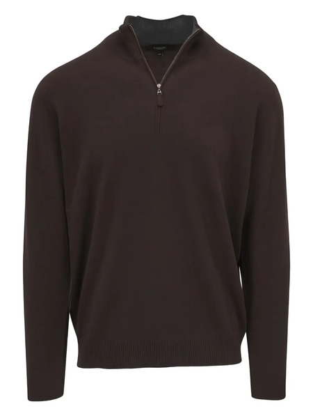  Kinross Cashmere Zip Closure Sweater - Brown 