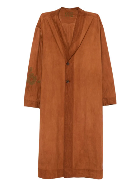  Kinyan Lam Cotton Collarless Coat - Brown 