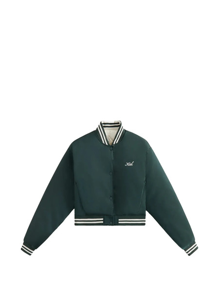  Kith Landry Ii Cropped Satin Bomber Jacket - Green 