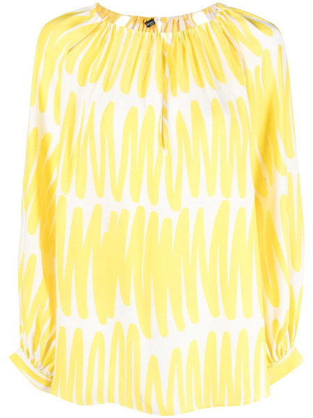  Kiton Abstract-print Silk Blouse - Yellow 