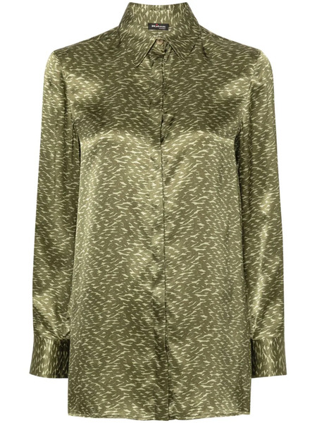  Kiton Abstract-print Silk Shirt - Green 