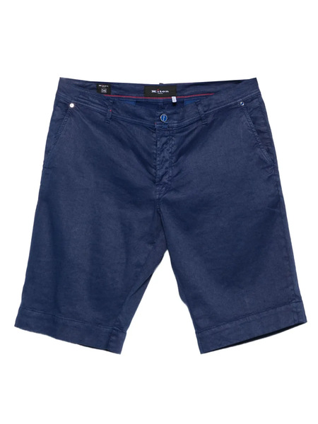  Kiton Button-fastening Linen-blend Shorts - Blue 