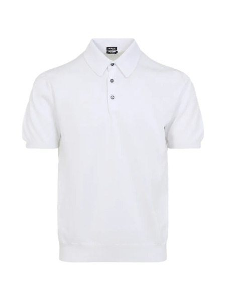  Kiton Button Short-sleeve Polo Shirt - White 