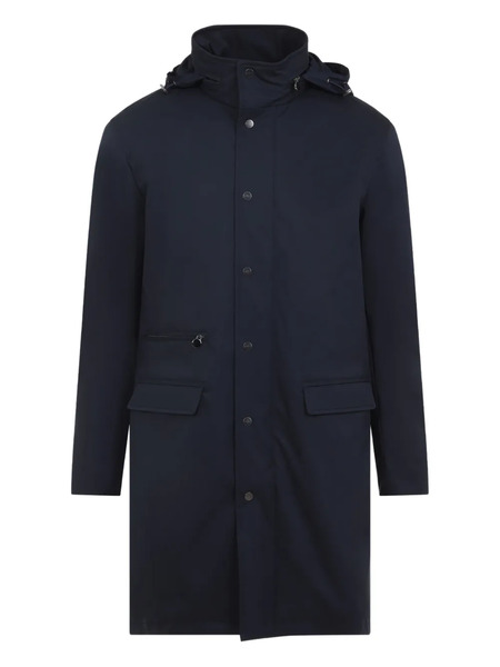  Kiton Button-up Hooded Coat - Blue 