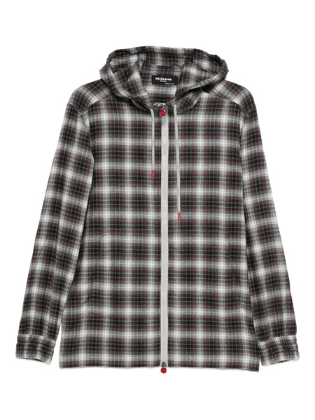  Kiton Check-pattern Hoodie - Grey 