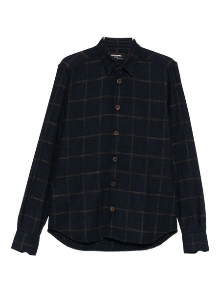  Kiton Checked Buttoned Shirt - Blue 