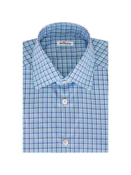  Kiton Checked Shirt - Blue 