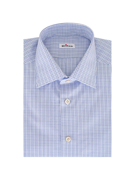  Kiton Checked Shirt - Blue 