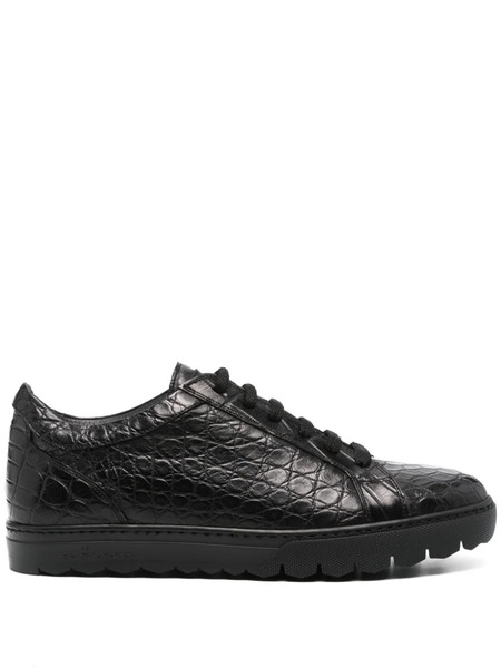  Kiton Crocodile-embossed Leather Sneakers - Black 