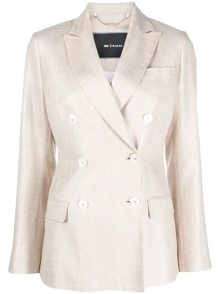  Kiton Double-breasted Silk Blazer - Neutrals 
