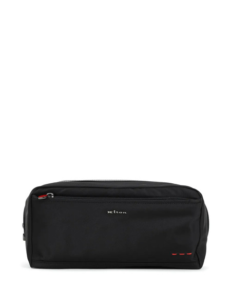  Kiton Embossed Logo Wash Bag - Black 