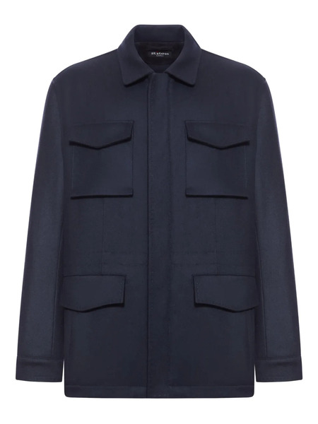  Kiton Flap-pocket Cashmere Coat - Blue 