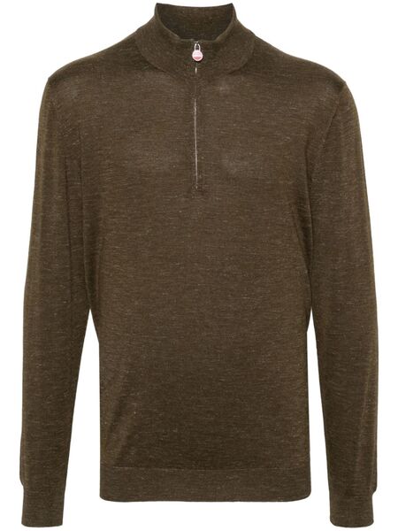  Kiton High-neck Mélange-effect Jumper - Green 