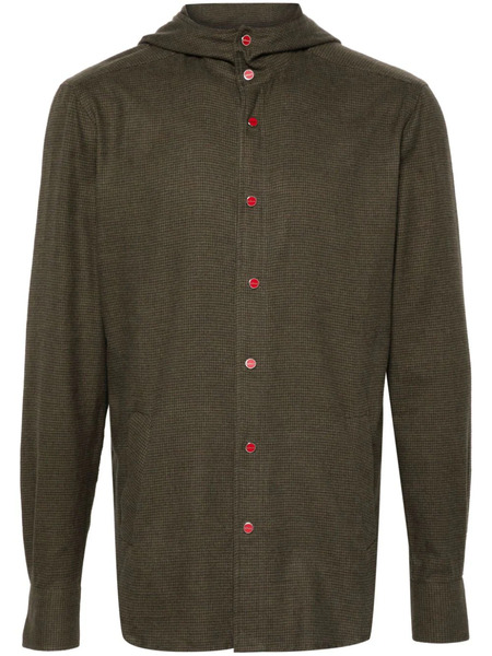  Kiton Houndstooth-pattern Hoodie - Green 