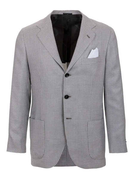  Kiton Houndstooth Pocket Blazer - Grey 