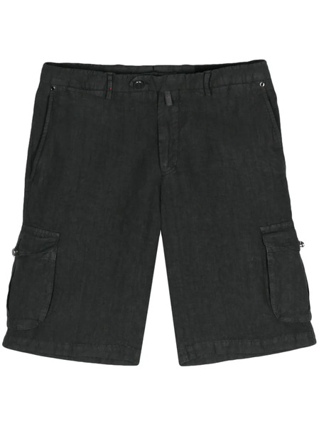  Kiton Linen Chambray Cargo Shorts - Grey 