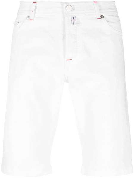  Kiton Logo-patch Denim Shorts - White 