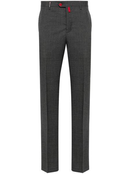  Kiton Logo-patch Wool Trousers - Grey 