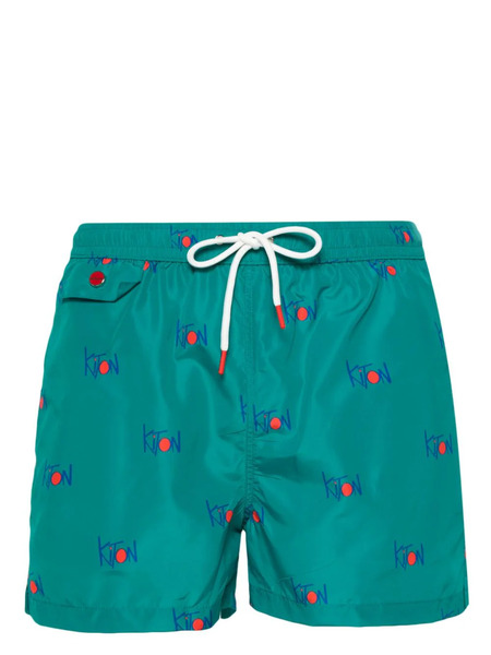  Kiton Logo-print Swim Shorts - Green 