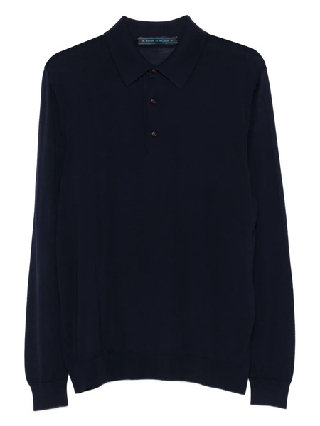  Kiton Long-sleeve Polo Shirt - Blue 