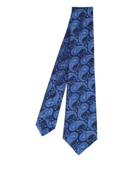  Kiton Paisley-pattern Silk Tie - Blue 