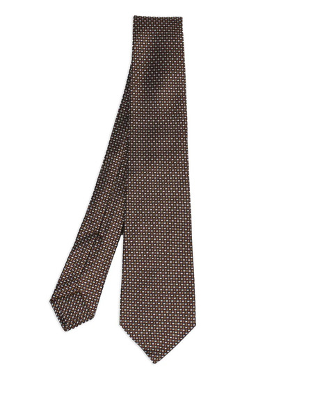  Kiton Patterned Silk Tie - Brown 