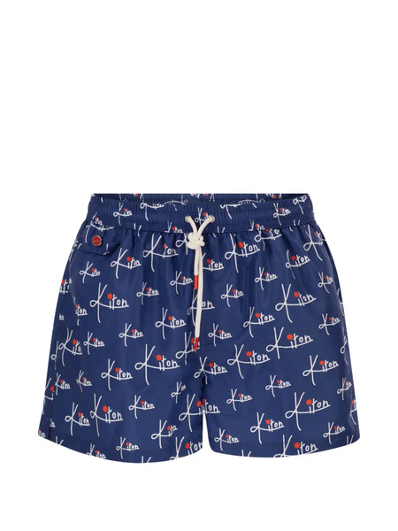  Kiton Patterned Swim Shorts - Blue 