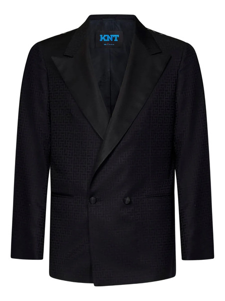  Kiton Peak-lapel Geometric-pattern Blazer - Black 
