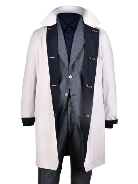  Kiton Peak-lapels Reversible Raincoat - Neutrals 