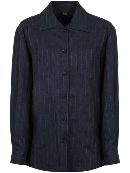  Kiton Pinstripe Shirt - Blue 
