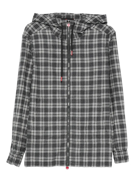  Kiton Plaid Hooded Shirt - Grey 