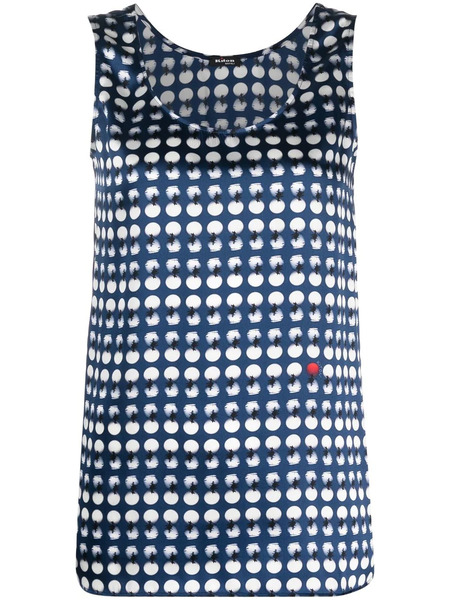  Kiton Polka-dot Silk Top - Blue 