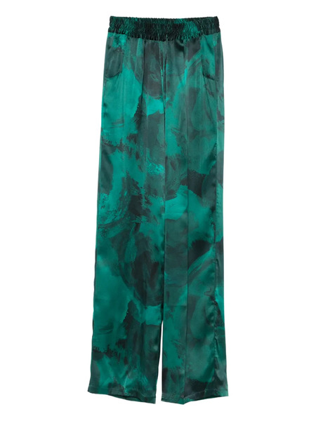  Kiton Printed Silk Trousers - Green 