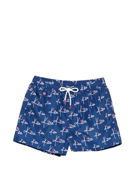  Kiton Printed Swim Shorts - Blue 