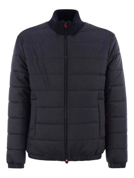  Kiton Quilted Zip-up Bomber Jacket - Blue 