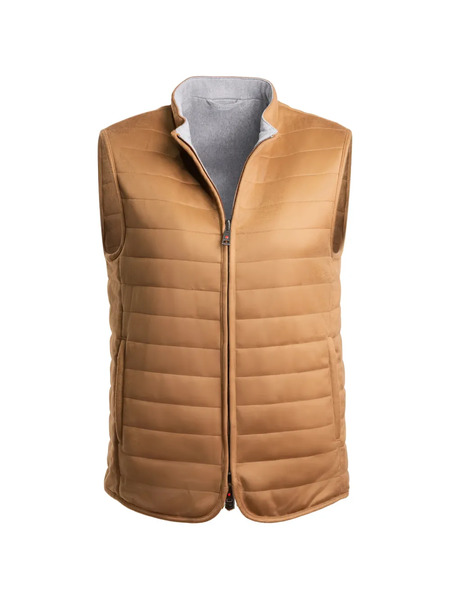  Kiton Reversible Quilted Vest - Brown 