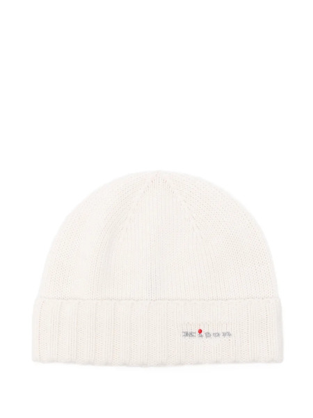  Kiton Ribbed Wool Beanie - White 
