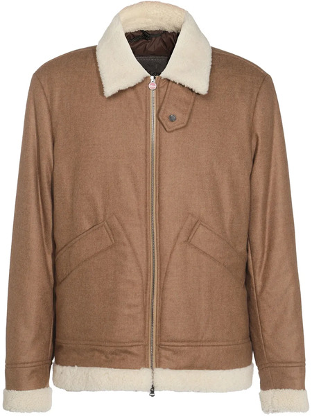  Kiton Shearling Detailing Jacket - Brown 