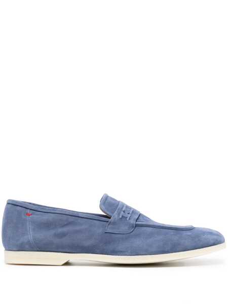  Kiton Square-toe Suede Loafers - Blue 
