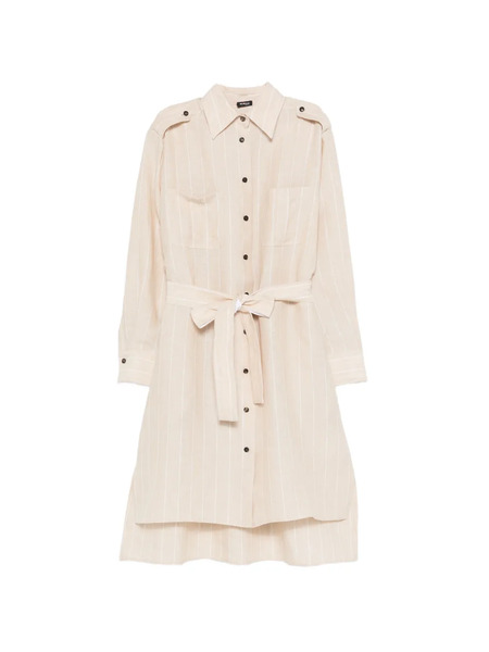  Kiton Striped Belted Shirt Dress - Neutrals 