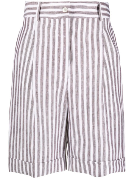  Kiton Vertical-stripe Knee-length Shorts - White 