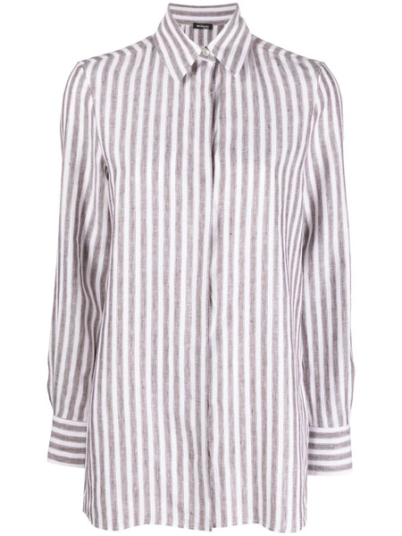 Kiton Vertical-stripe Long-sleeve Shirt - White 