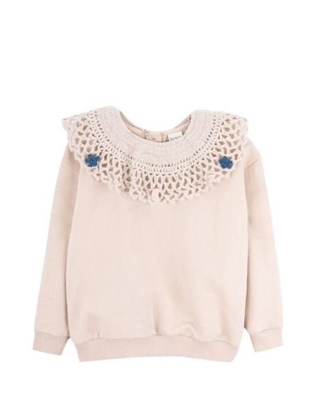 Knot Crochet-collar Sweatshirt - Neutrals 
