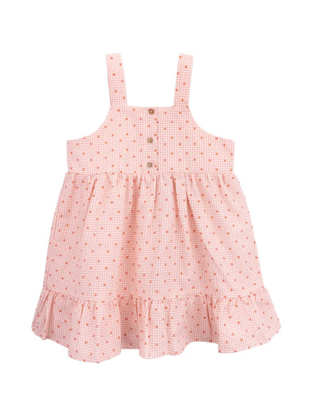  Knot Gingham-pattern Ruffled Dress - Pink 