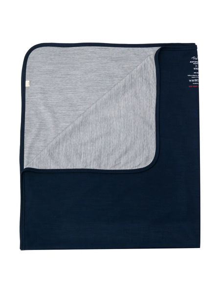  Knot Merino Wool Fine Knit Two-tone Blanket - Blue 