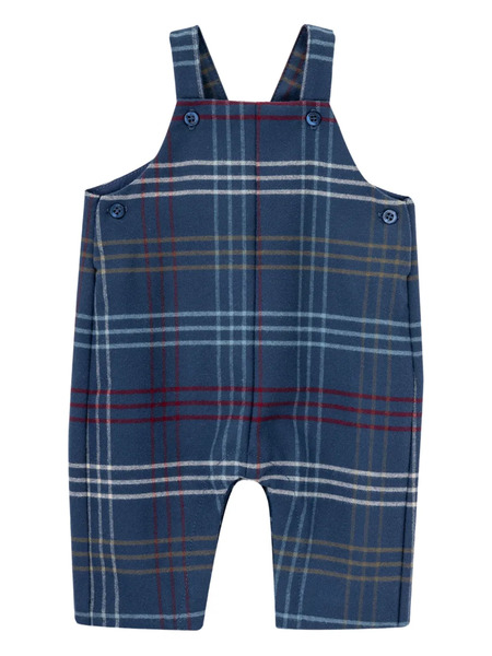  Knot Mistletoe Check Overalls - Blue 