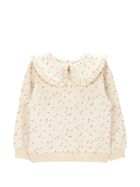  Knot Ruffled Dots Sweatshirt - Neutrals 